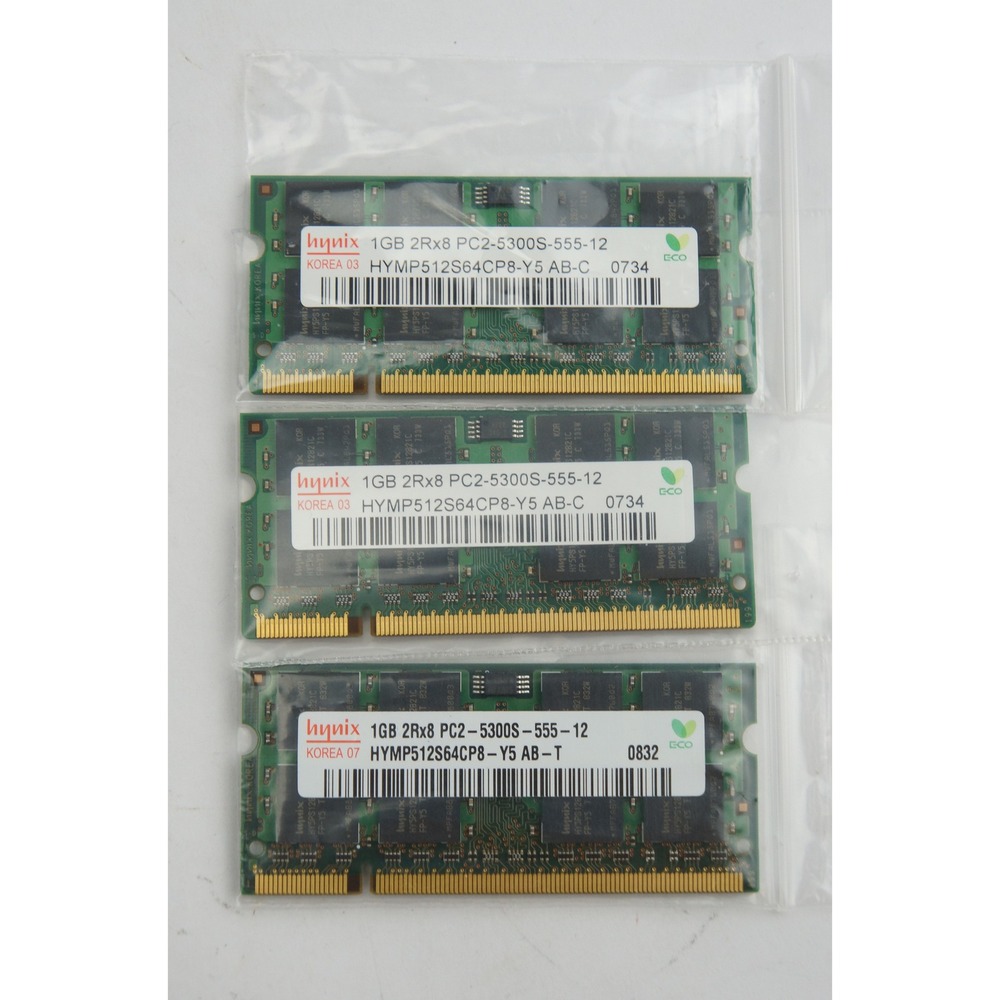 Hynix 1GB Laptop RAM Lot of‎ 3 PC2-5300S 667MHz DDR2 SODIMM Memory Excellent
